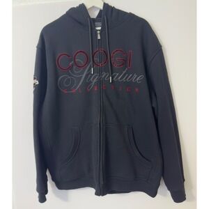 Coogi Signature Collection Zip Hoodie Mens XXL Black Embroidery Hip Streetwear